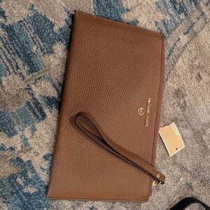 Michael Kors Brown Leather Wristlet